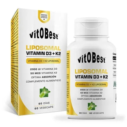 Vitamina D3 + K2 Liposomal 60 cápsulas Vitobest | Vitaminas D3 y K2 Liposomales