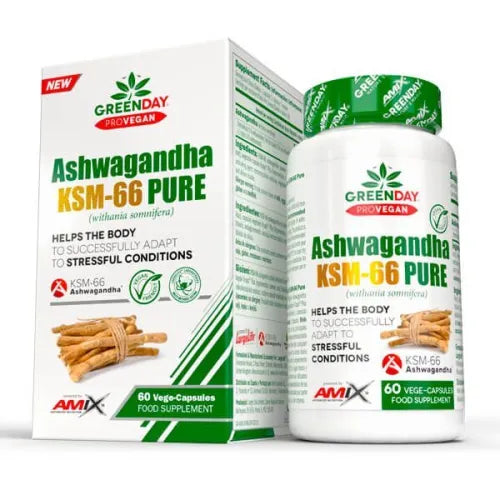 Greenday Ashwagandha KSM-66 Pure Amix 60 cápsulas | Complemento vegetal de ashwagandha