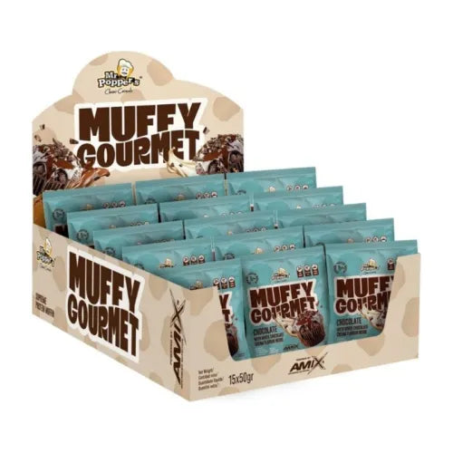 Mr. Popper Muffy 50 g Choco - Choco Blanco Amix | Snack Proteico de 50 g