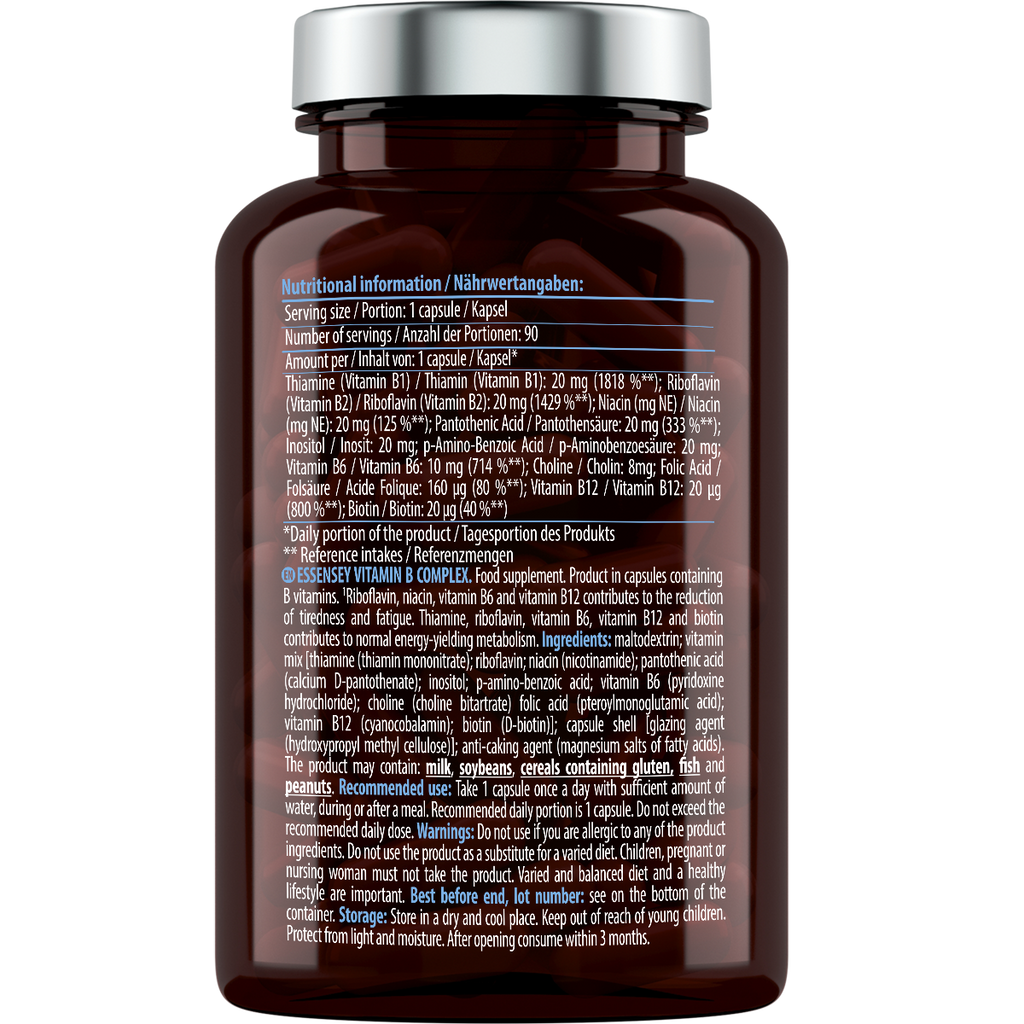 Vitamin B Complex Essensey 90 cápsulas | Complejo B
