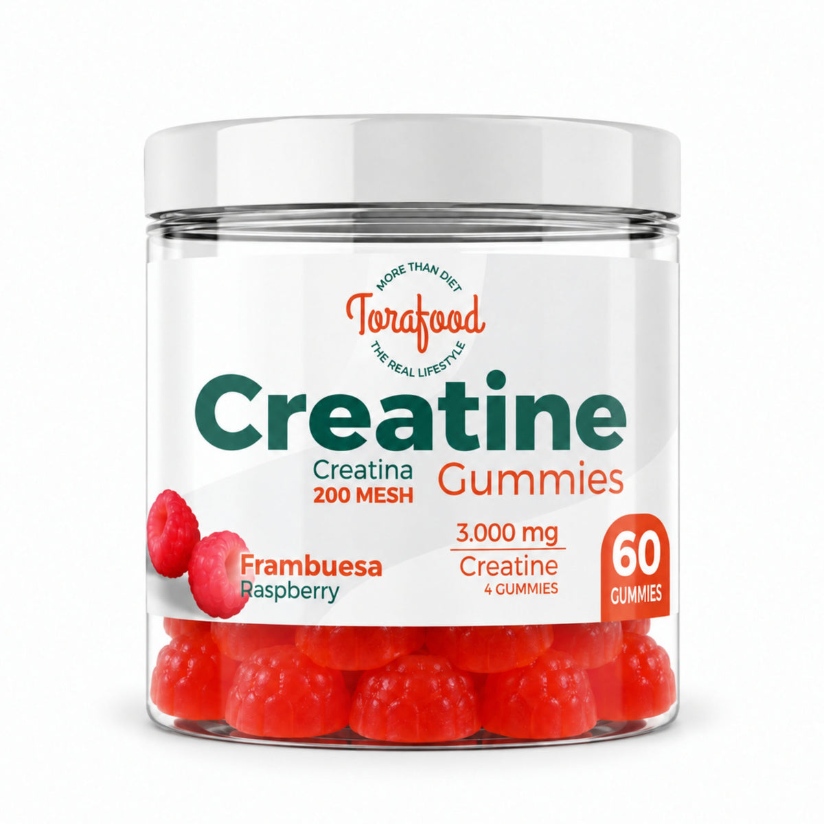Gominolas de Creatina Frambuesa 60 Gummies | Torafood