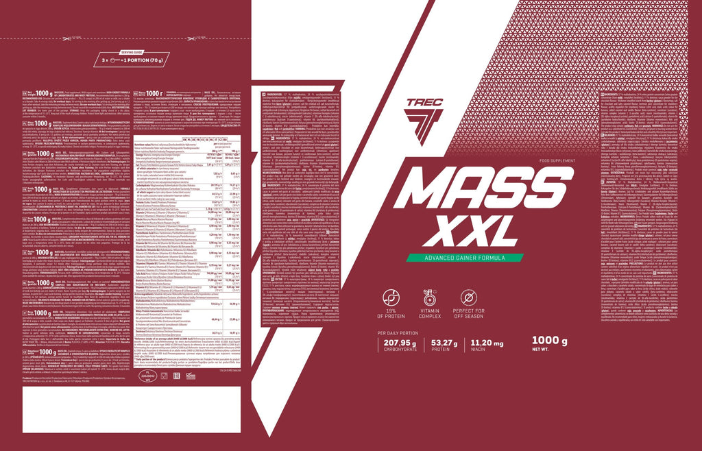 Mass XXL Gainer Trec | Gainer para Aumento de Masa 1kg y 3kg